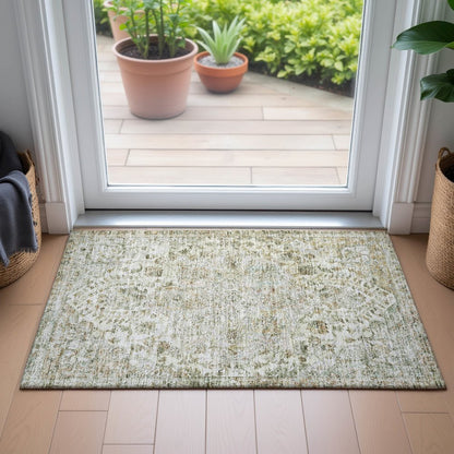 Machine Washable Indoor/Outdoor Chantille ACN2138 Ivory 1'8" x 2'6" Rug