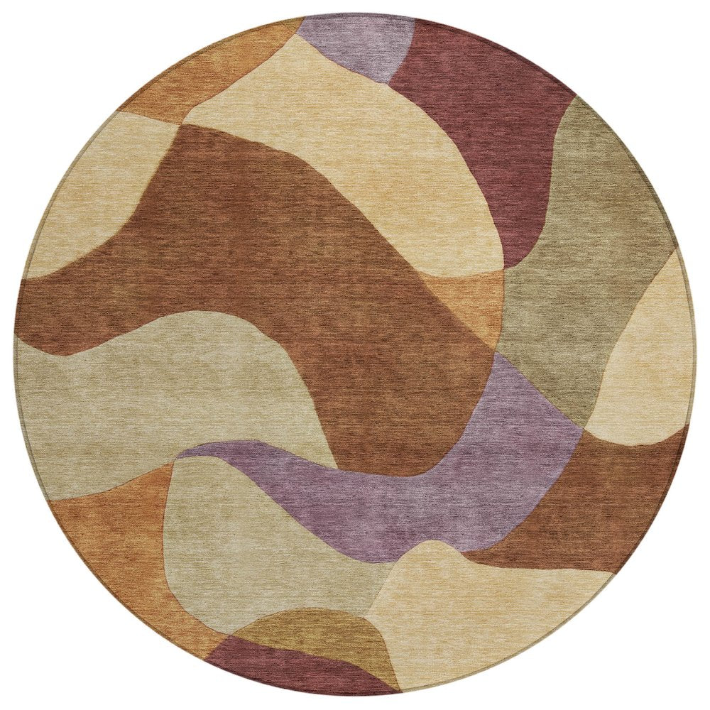 Machine Washable Indoor/Outdoor Chantille ACN2141 Paprika 8' x 8' Round Rug