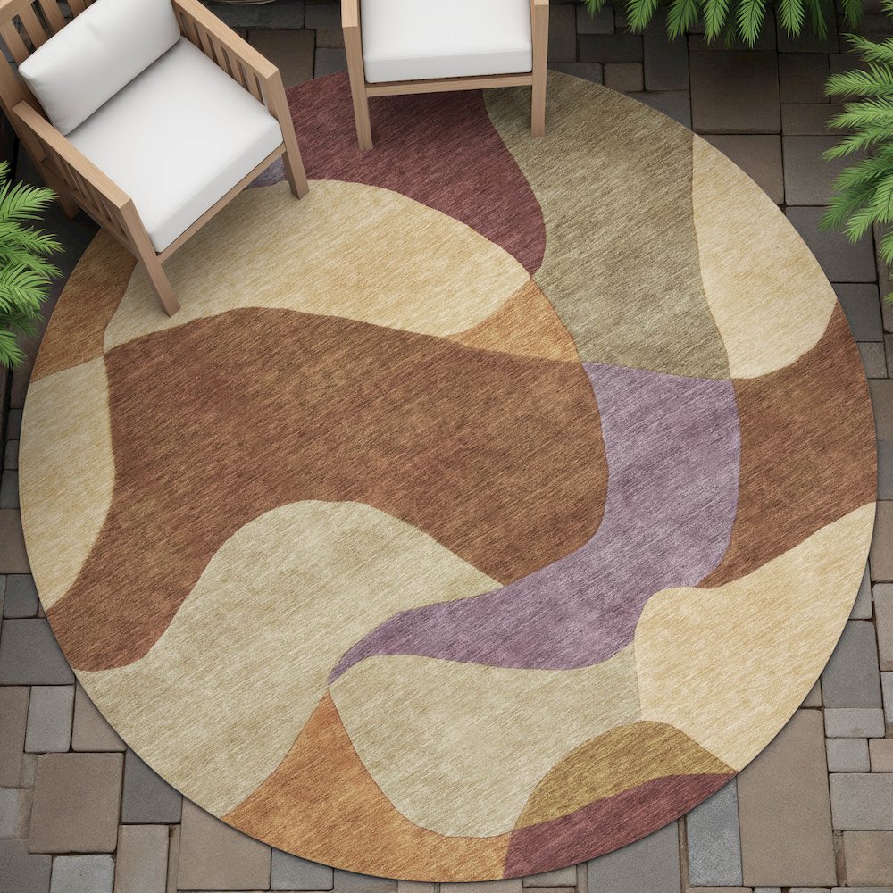 Machine Washable Indoor/Outdoor Chantille ACN2141 Paprika 8' x 8' Round Rug