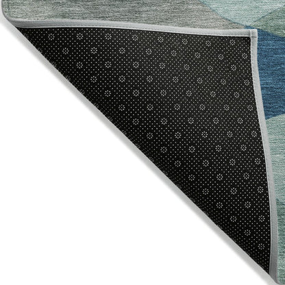 Machine Washable Indoor/Outdoor Chantille ACN2141 Teal 1'8" x 2'6" Rug