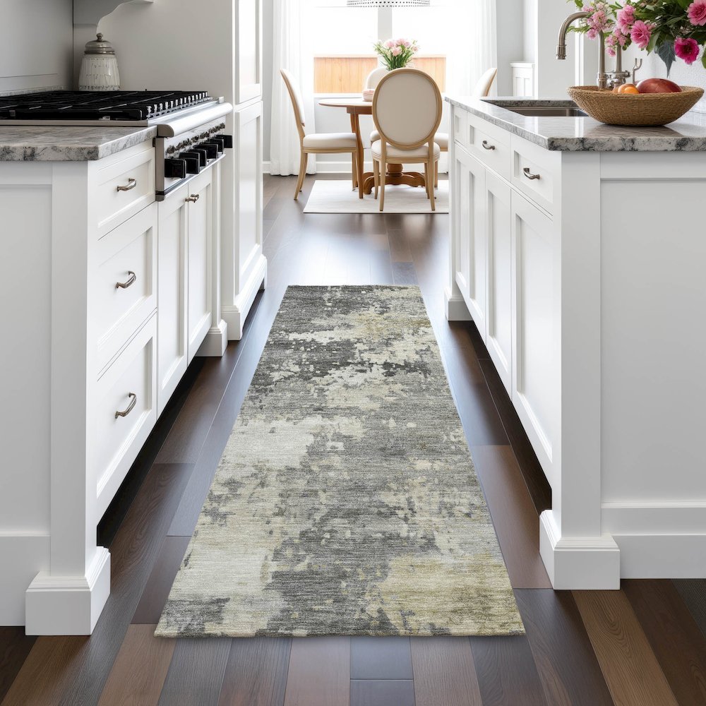 Machine Washable Indoor/Outdoor Chantille ACN2142 Pewter 2'3" x 7'6" Runner Rug