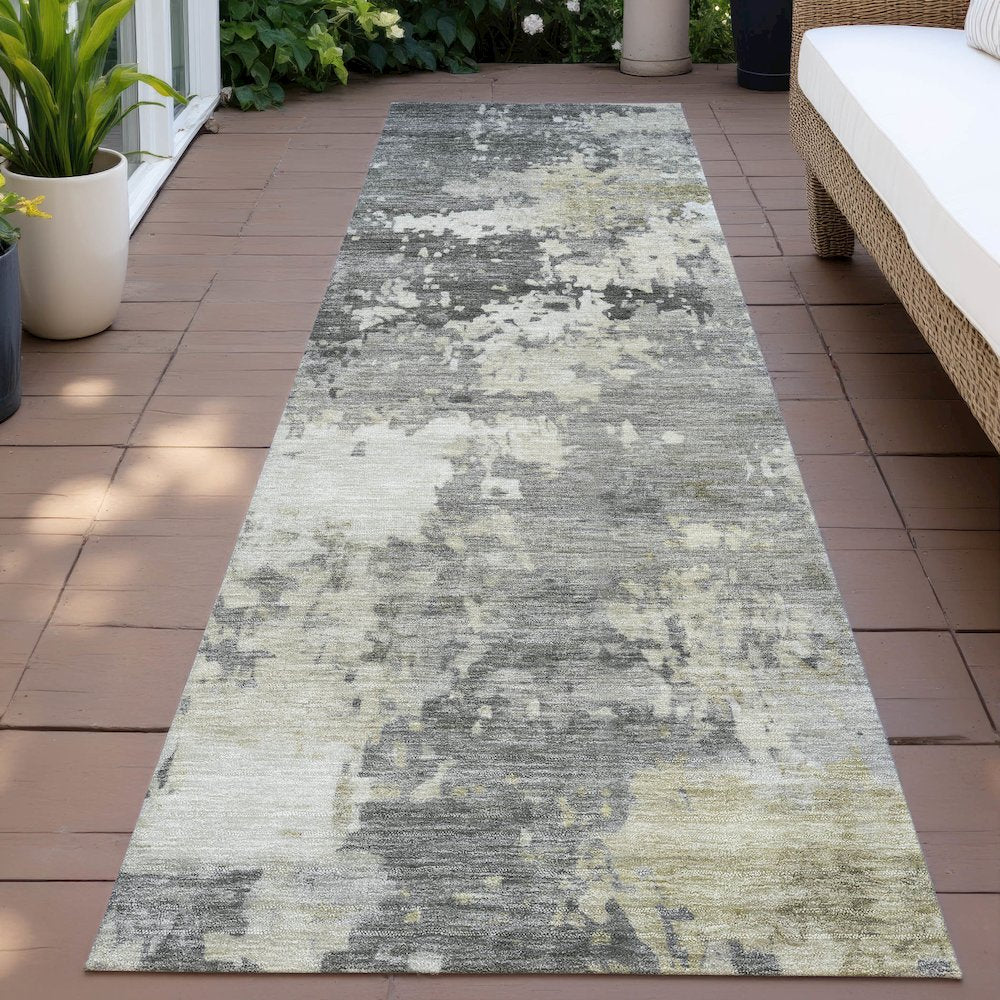 Machine Washable Indoor/Outdoor Chantille ACN2142 Pewter 2'3" x 7'6" Runner Rug
