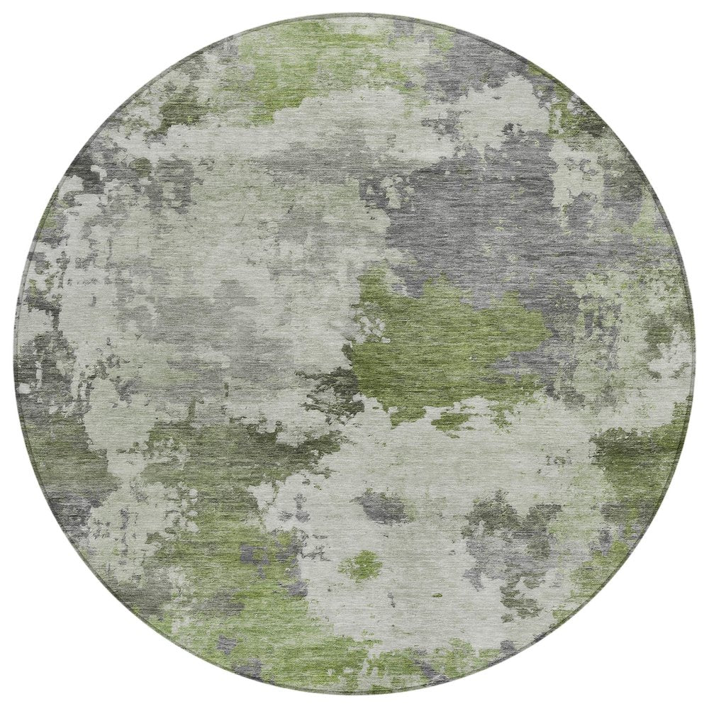 Machine Washable Indoor/Outdoor Chantille ACN2144 Olive 8' x 8' Round Rug