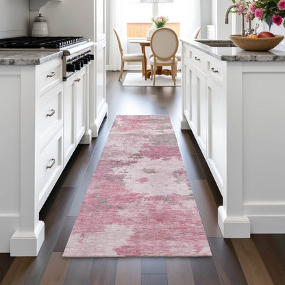 Machine Washable Indoor/Outdoor Chantille ACN2144 Pink 2'3" x 7'6" Runner Rug
