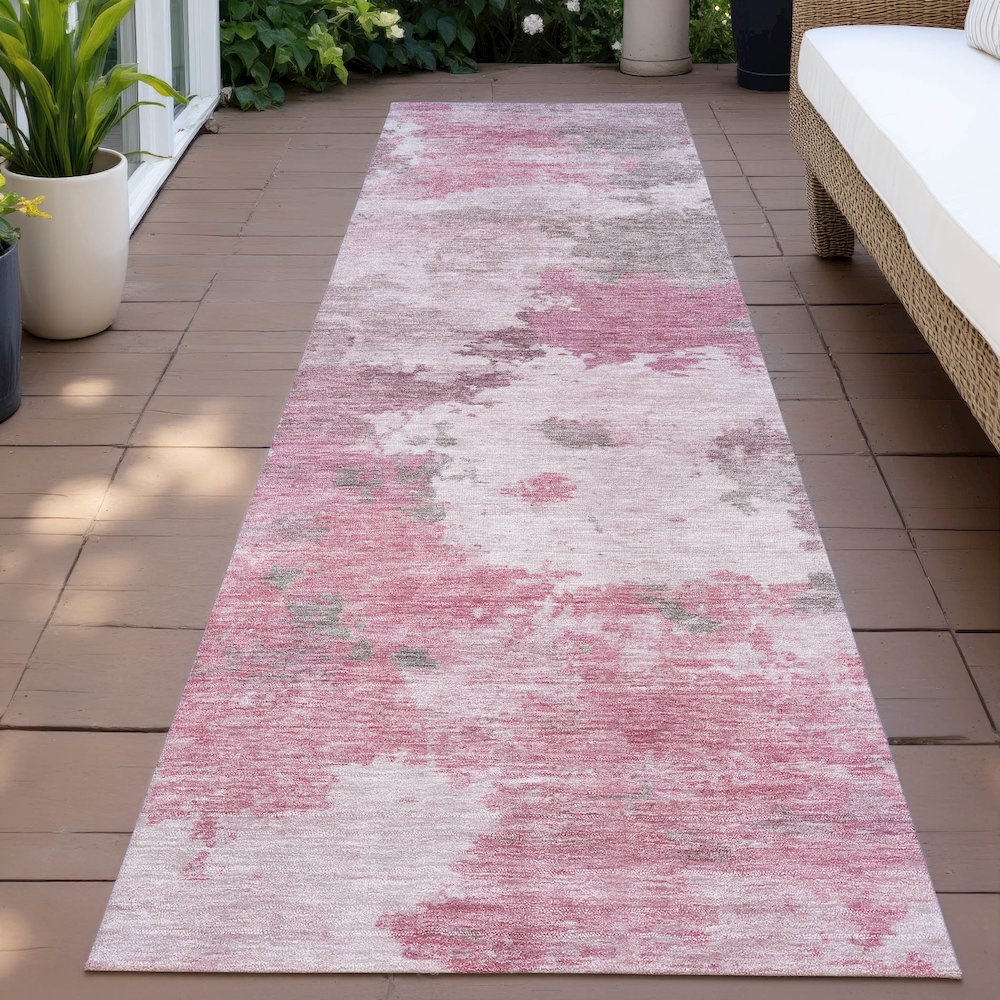 Machine Washable Indoor/Outdoor Chantille ACN2144 Pink 2'3" x 7'6" Runner Rug