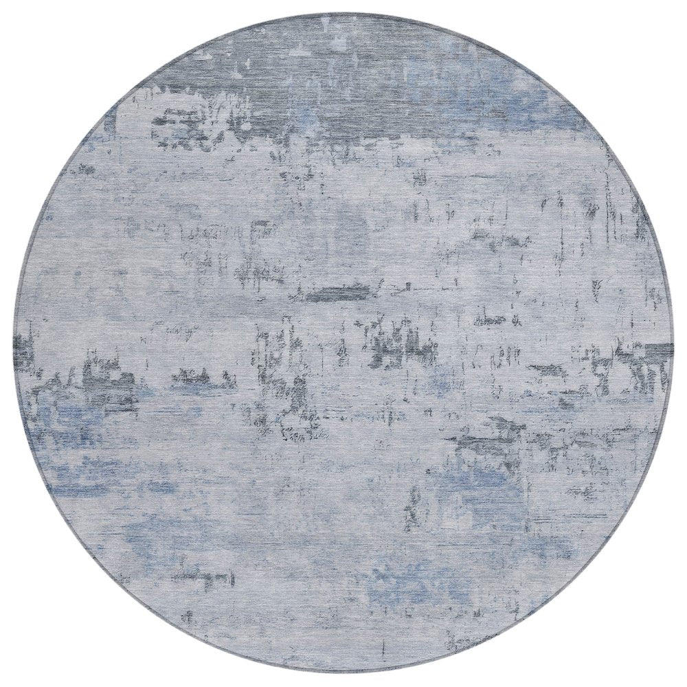 Machine Washable Indoor/Outdoor Chantille ACN2145 Blue 8' x 8' Round Rug