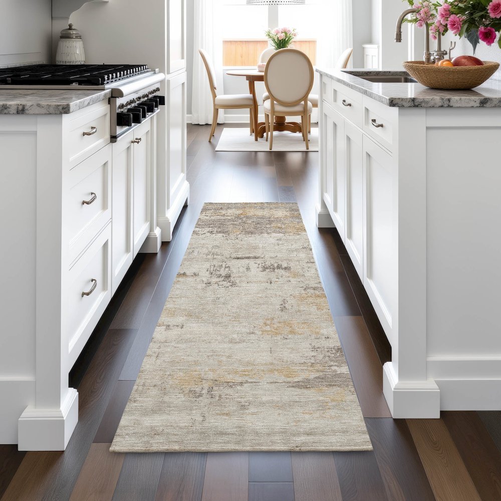 Machine Washable Indoor/Outdoor Chantille ACN2145 Putty 2'3" x 7'6" Runner Rug