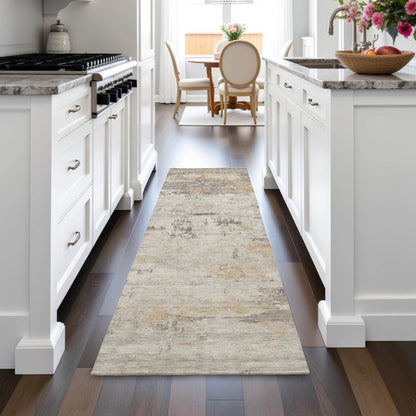 Machine Washable Indoor/Outdoor Chantille ACN2145 Putty 2'3" x 7'6" Runner Rug