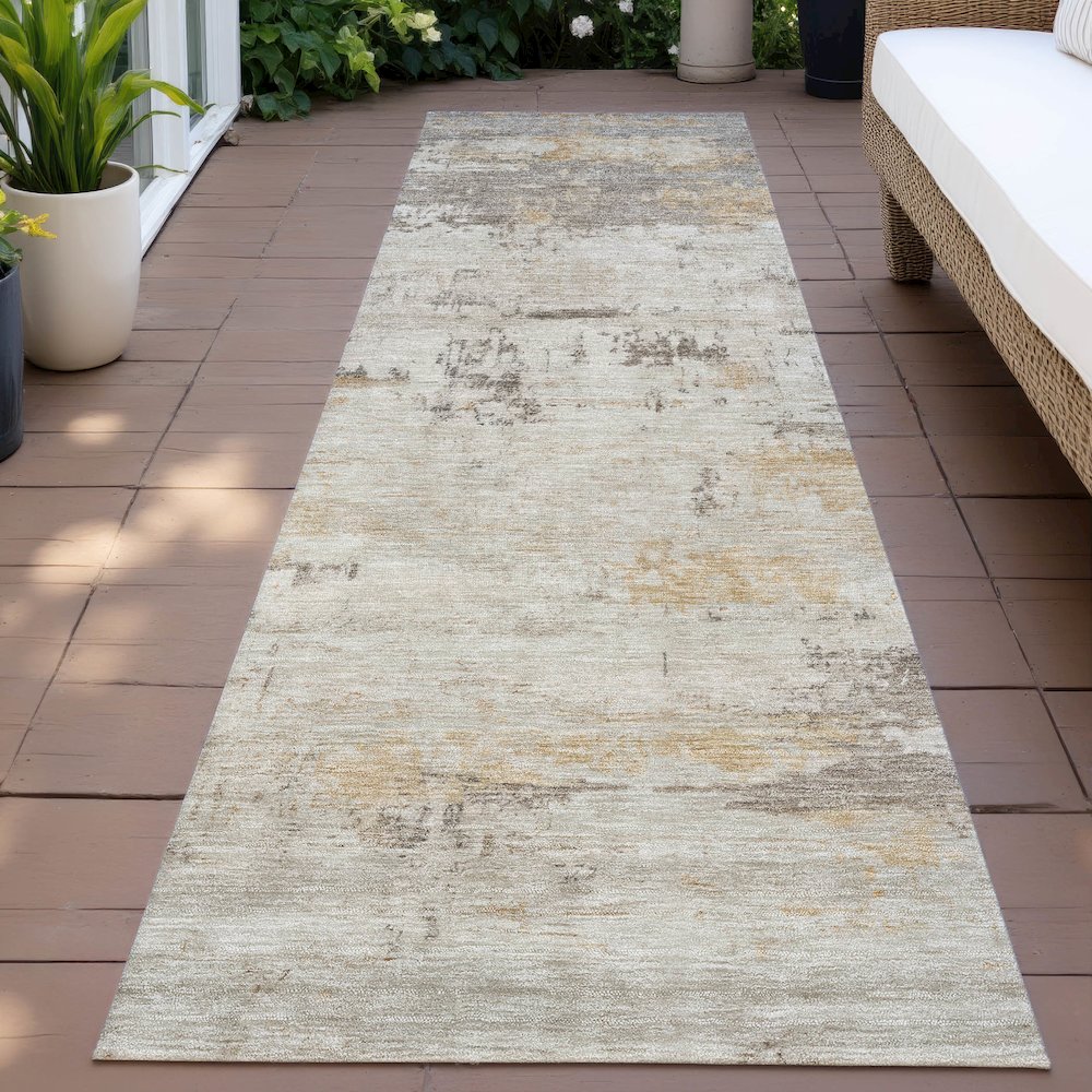 Machine Washable Indoor/Outdoor Chantille ACN2145 Putty 2'3" x 7'6" Runner Rug