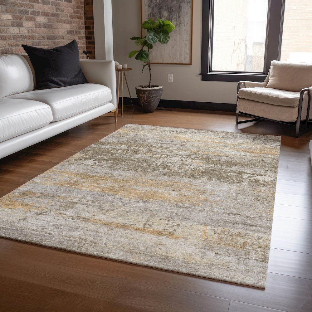 Machine Washable Indoor/Outdoor Chantille ACN2146 Brown 2'6" x 3'10" Rug