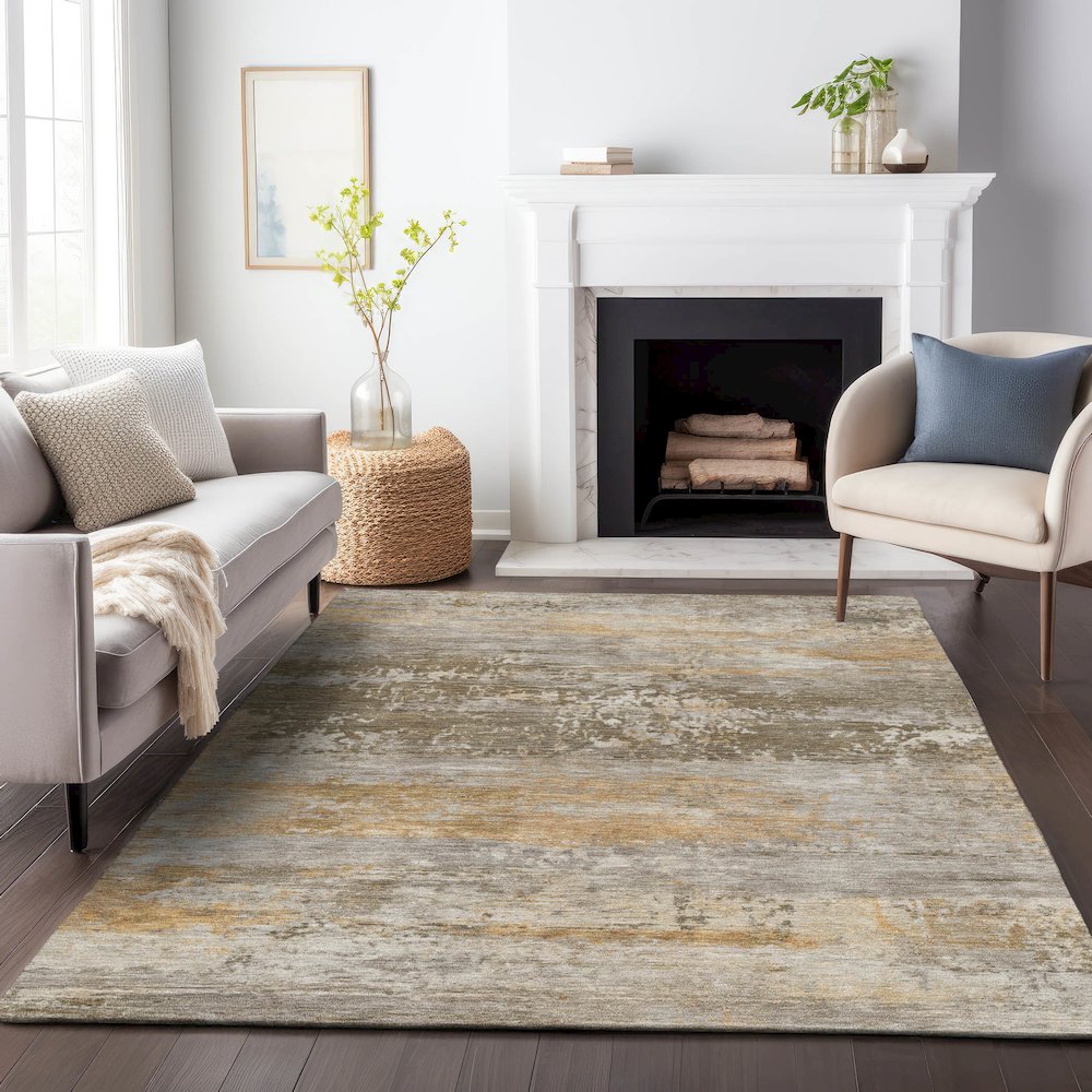 Machine Washable Indoor/Outdoor Chantille ACN2146 Brown 2'6" x 3'10" Rug