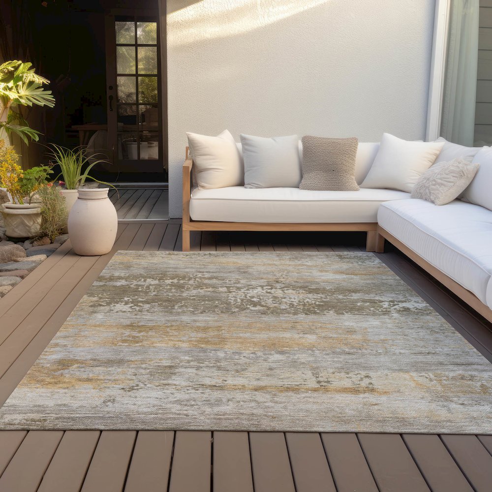 Machine Washable Indoor/Outdoor Chantille ACN2146 Brown 2'6" x 3'10" Rug