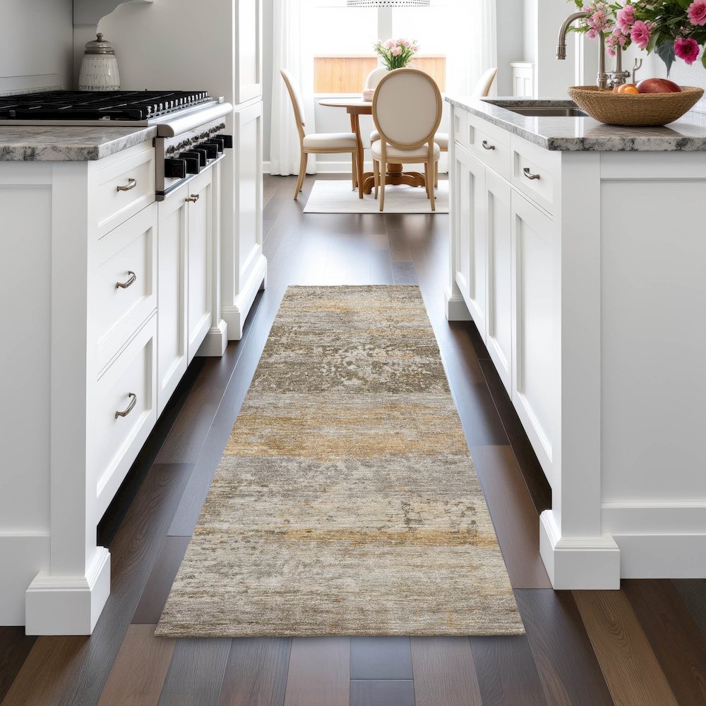 Machine Washable Indoor/Outdoor Chantille ACN2146 Brown 2'3" x 7'6" Runner Rug
