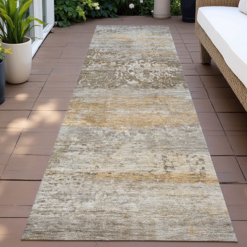 Machine Washable Indoor/Outdoor Chantille ACN2146 Brown 2'3" x 7'6" Runner Rug