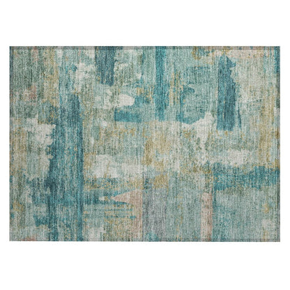 Machine Washable Indoor/Outdoor Chantille ACN2147 Teal 1'8" x 2'6" Rug