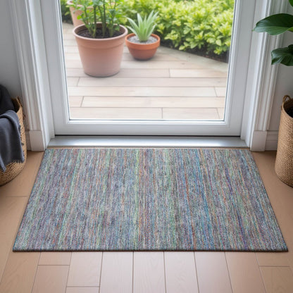 Machine Washable Indoor/Outdoor Chantille ACN2148 Blue 1'8" x 2'6" Rug