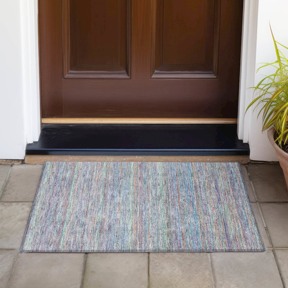 Machine Washable Indoor/Outdoor Chantille ACN2148 Blue 1'8" x 2'6" Rug