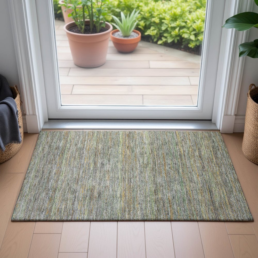 Machine Washable Indoor/Outdoor Chantille ACN2148 Gray 1'8" x 2'6" Rug