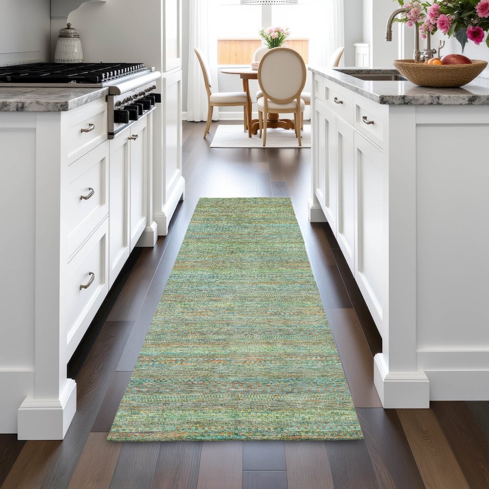 Machine Washable Indoor/Outdoor Chantille ACN2148 Green 2'3" x 7'6" Runner Rug