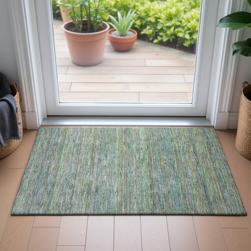 Machine Washable Indoor/Outdoor Chantille ACN2148 Pewter 1'8" x 2'6" Rug