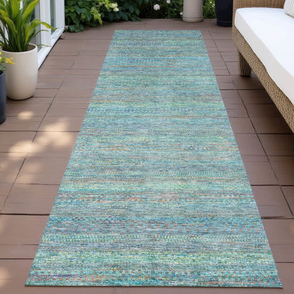 Machine Washable Indoor/Outdoor Chantille ACN2148 Teal 2'3" x 7'6" Runner Rug