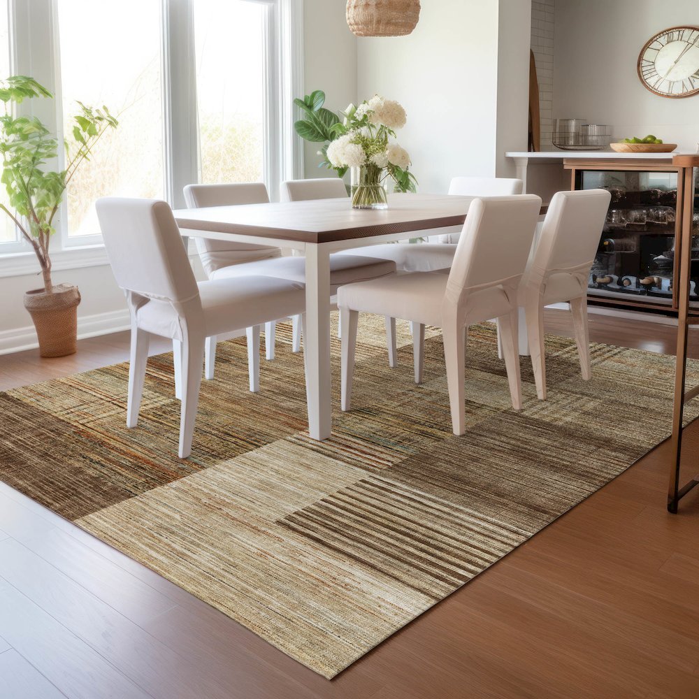 Machine Washable Indoor/Outdoor Chantille ACN2149 Brown 2'6" x 3'10" Rug