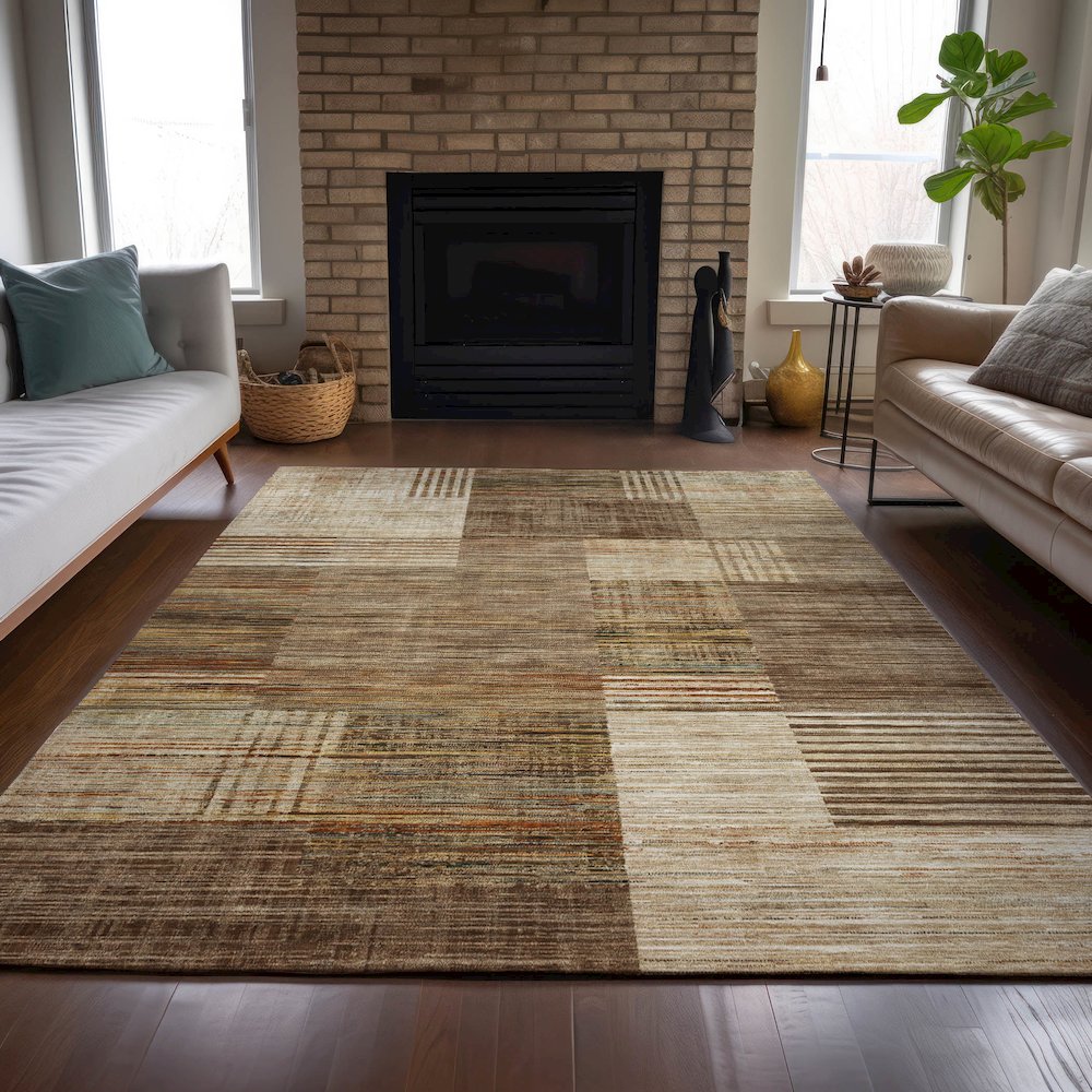 Machine Washable Indoor/Outdoor Chantille ACN2149 Brown 2'6" x 3'10" Rug