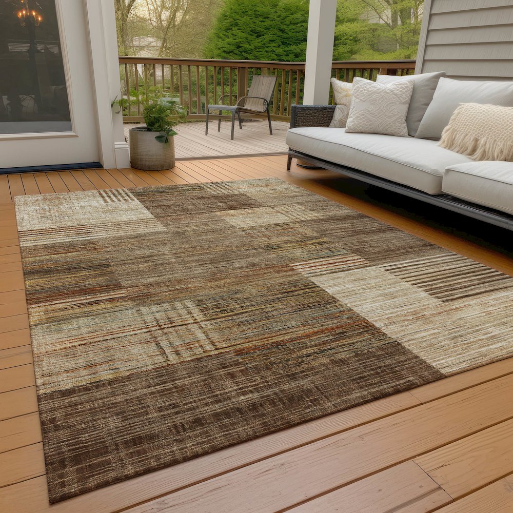 Machine Washable Indoor/Outdoor Chantille ACN2149 Brown 2'6" x 3'10" Rug
