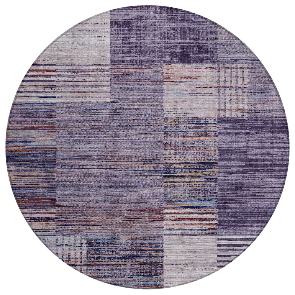 Machine Washable Indoor/Outdoor Chantille ACN2149 Plum 8' x 8' Round Rug