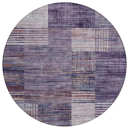 Machine Washable Indoor/Outdoor Chantille ACN2149 Plum 8' x 8' Round Rug