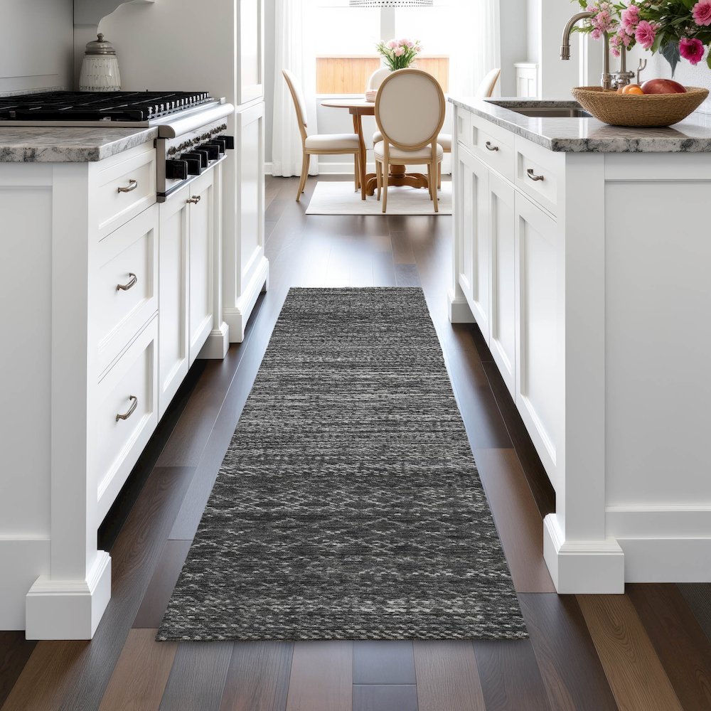 Machine Washable Indoor/Outdoor Chantille ACN2150 Charcoal 2'3"x7'6" Runner Rug