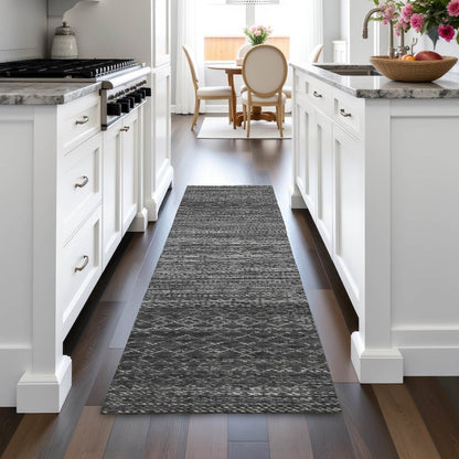 Machine Washable Indoor/Outdoor Chantille ACN2150 Charcoal 2'3"x7'6" Runner Rug