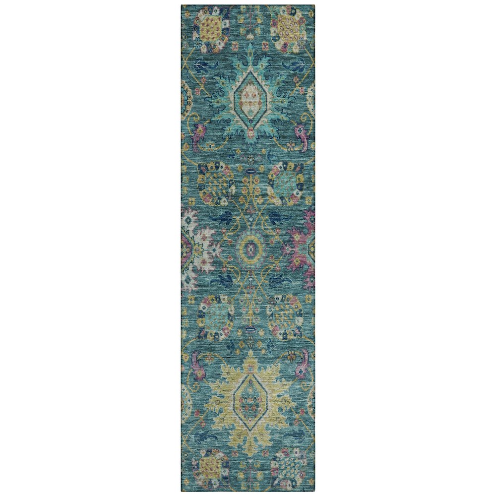 Machine Washable Indoor/Outdoor Chantille ACN2151 Teal 2'3" x 7'6" Runner Rug