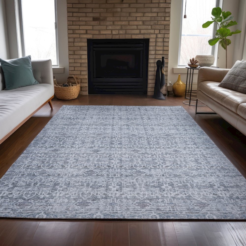 Machine Washable Indoor/Outdoor Chantille ACN2152 Blue 2'6" x 3'10" Rug