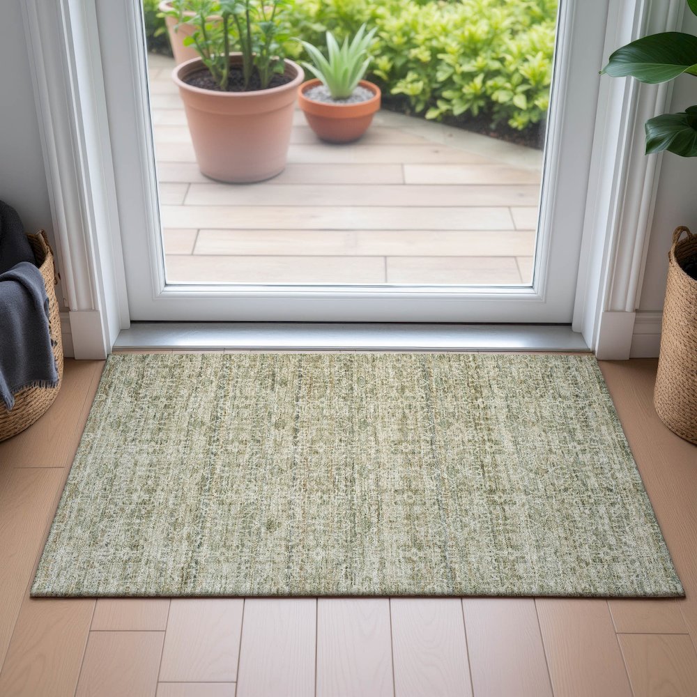 Machine Washable Indoor/Outdoor Chantille ACN2152 Sage 1'8" x 2'6" Rug
