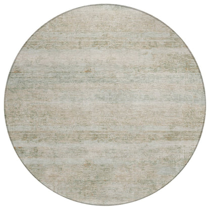 Machine Washable Indoor/Outdoor Chantille ACN2154 Putty 8' x 8' Round Rug