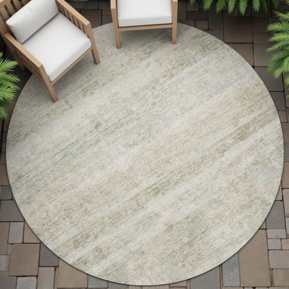 Machine Washable Indoor/Outdoor Chantille ACN2154 Putty 8' x 8' Round Rug