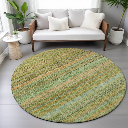 Machine Washable Indoor/Outdoor Chantille ACN2155 Green 8' x 8' Round Rug