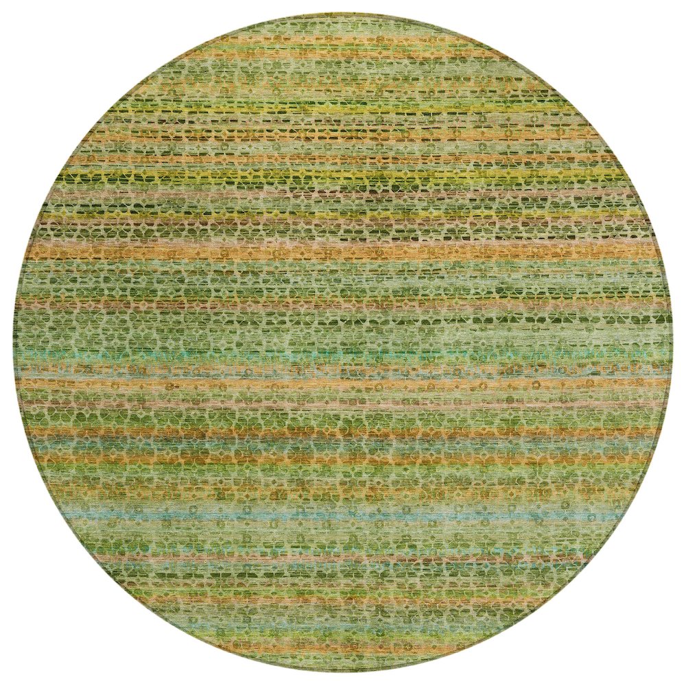 Machine Washable Indoor/Outdoor Chantille ACN2155 Green 8' x 8' Round Rug