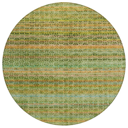 Machine Washable Indoor/Outdoor Chantille ACN2155 Green 8' x 8' Round Rug