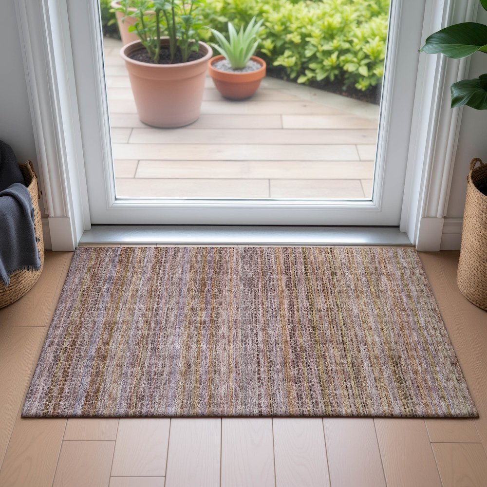 Machine Washable Indoor/Outdoor Chantille ACN2155 Khaki 1'8" x 2'6" Rug