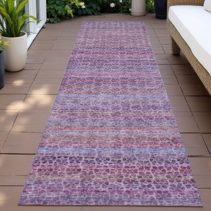 Machine Washable Indoor/Outdoor Chantille ACN2155 Purple 2'3" x 7'6" Runner Rug