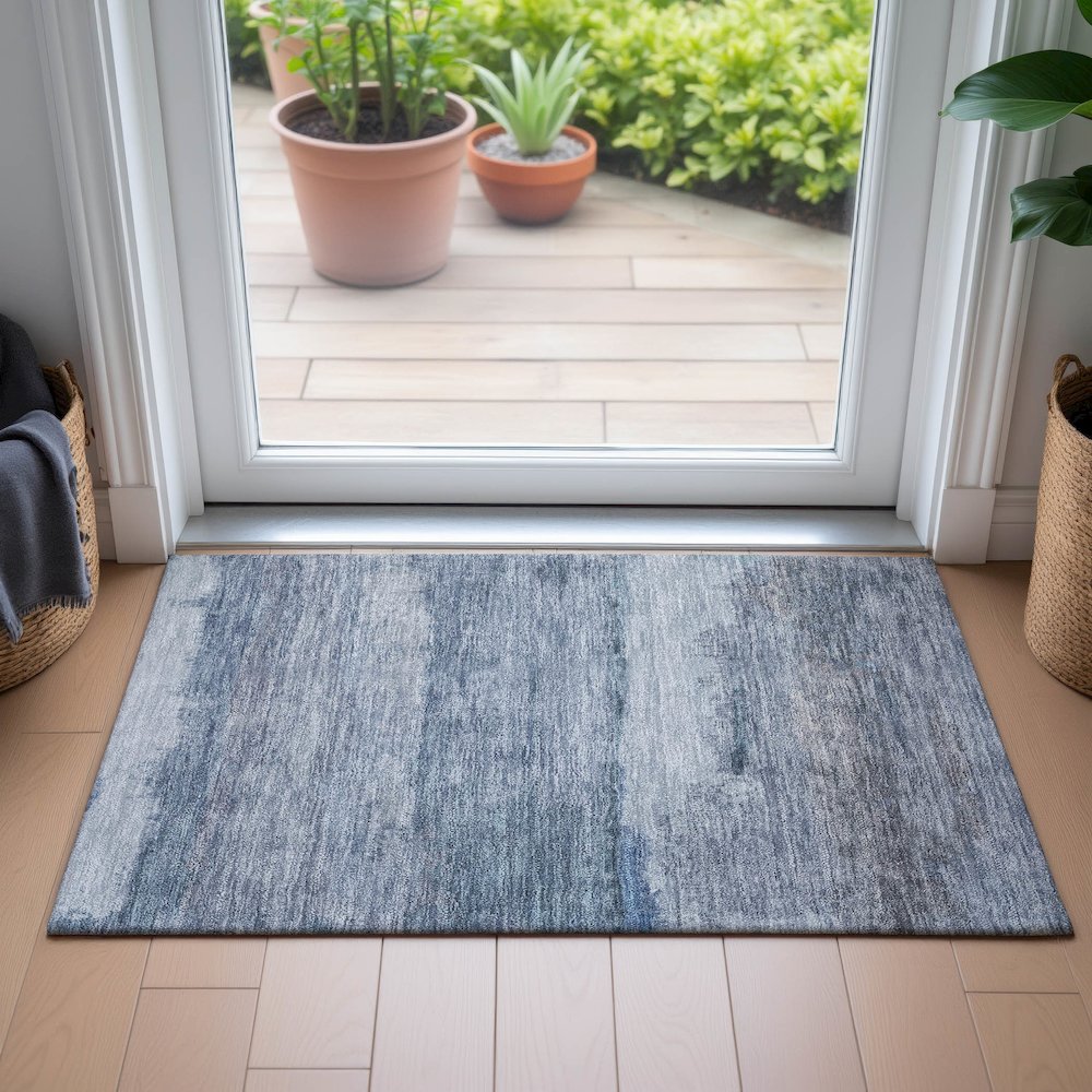 Machine Washable Indoor/Outdoor Chantille ACN2156 Blue 1'8" x 2'6" Rug