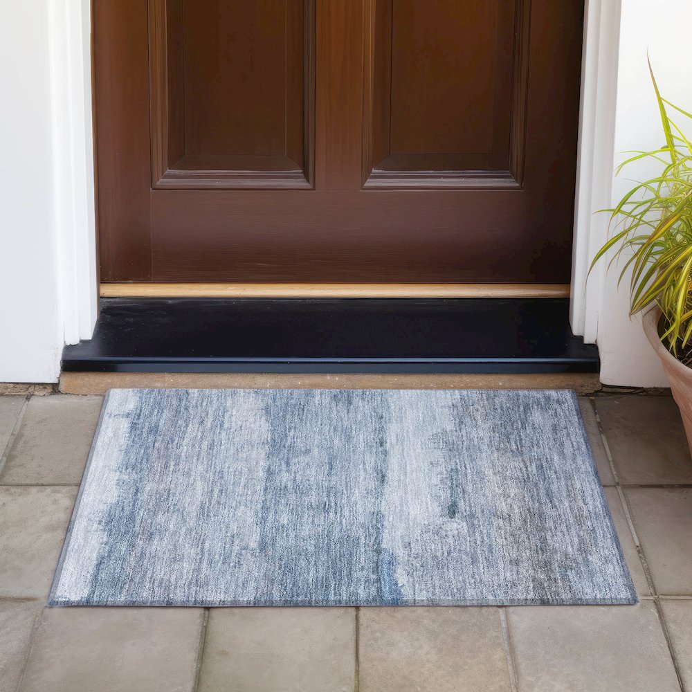 Machine Washable Indoor/Outdoor Chantille ACN2156 Blue 1'8" x 2'6" Rug