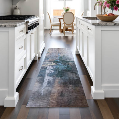 Machine Washable Indoor/Outdoor Chantille ACN2157 Blue 2'3" x 7'6" Runner Rug