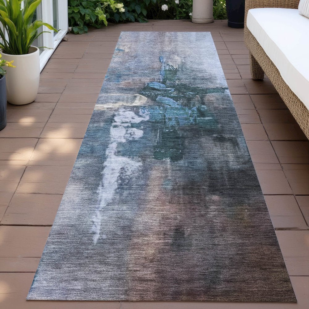 Machine Washable Indoor/Outdoor Chantille ACN2157 Blue 2'3" x 7'6" Runner Rug