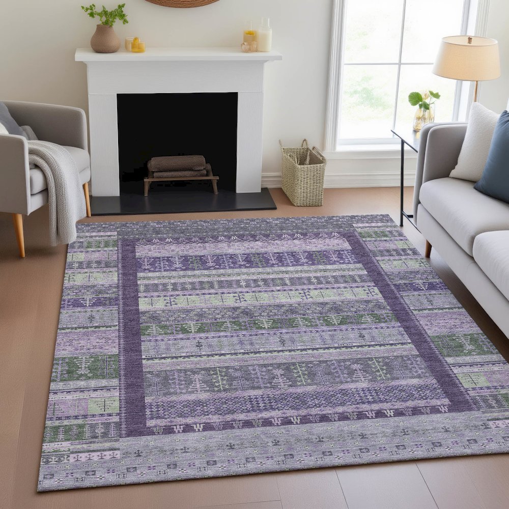 Machine Washable Indoor/Outdoor Chantille ACN2160 Purple 2'6" x 3'10" Rug