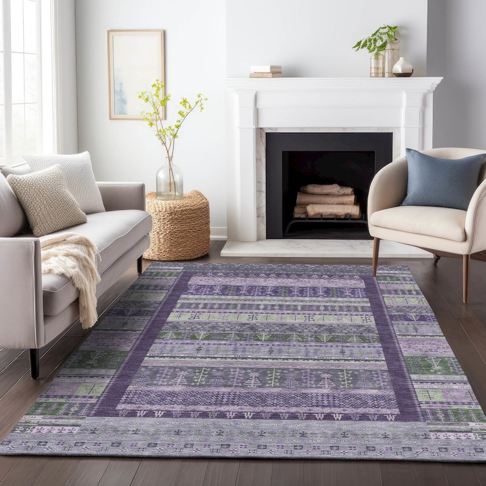 Machine Washable Indoor/Outdoor Chantille ACN2160 Purple 2'6" x 3'10" Rug