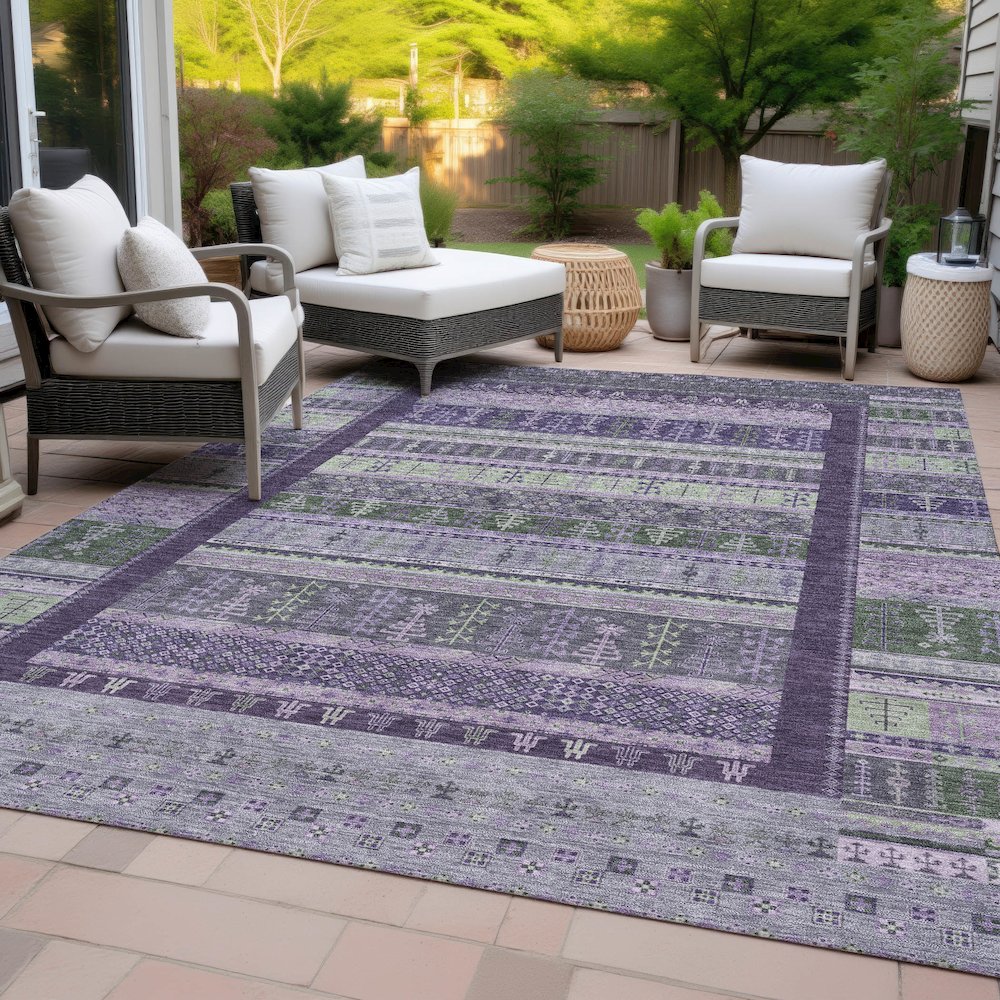 Machine Washable Indoor/Outdoor Chantille ACN2160 Purple 2'6" x 3'10" Rug