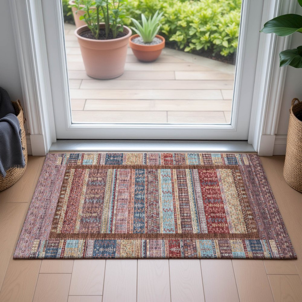 Machine Washable Indoor/Outdoor Chantille ACN2160 Red 1'8" x 2'6" Rug